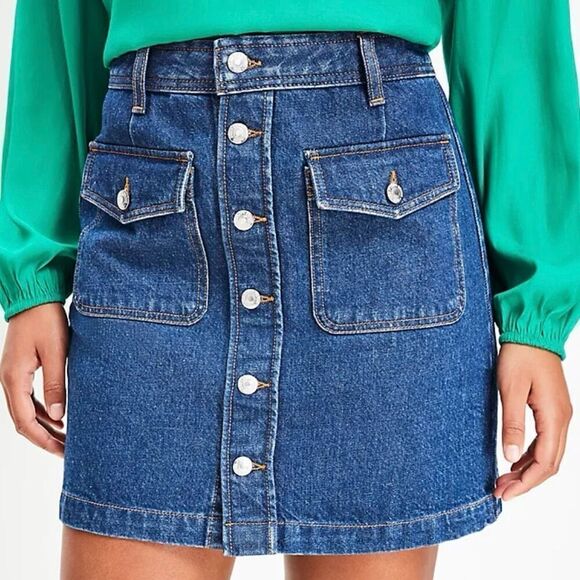Loft patch pocket denim mini skirt size 4 - Picture 1 of 11